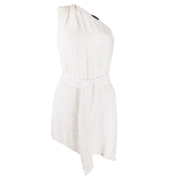 NWT Retrofete White Ella One Shoulder Sequin Mini Dress -Sz XL - Picture 3 of 15